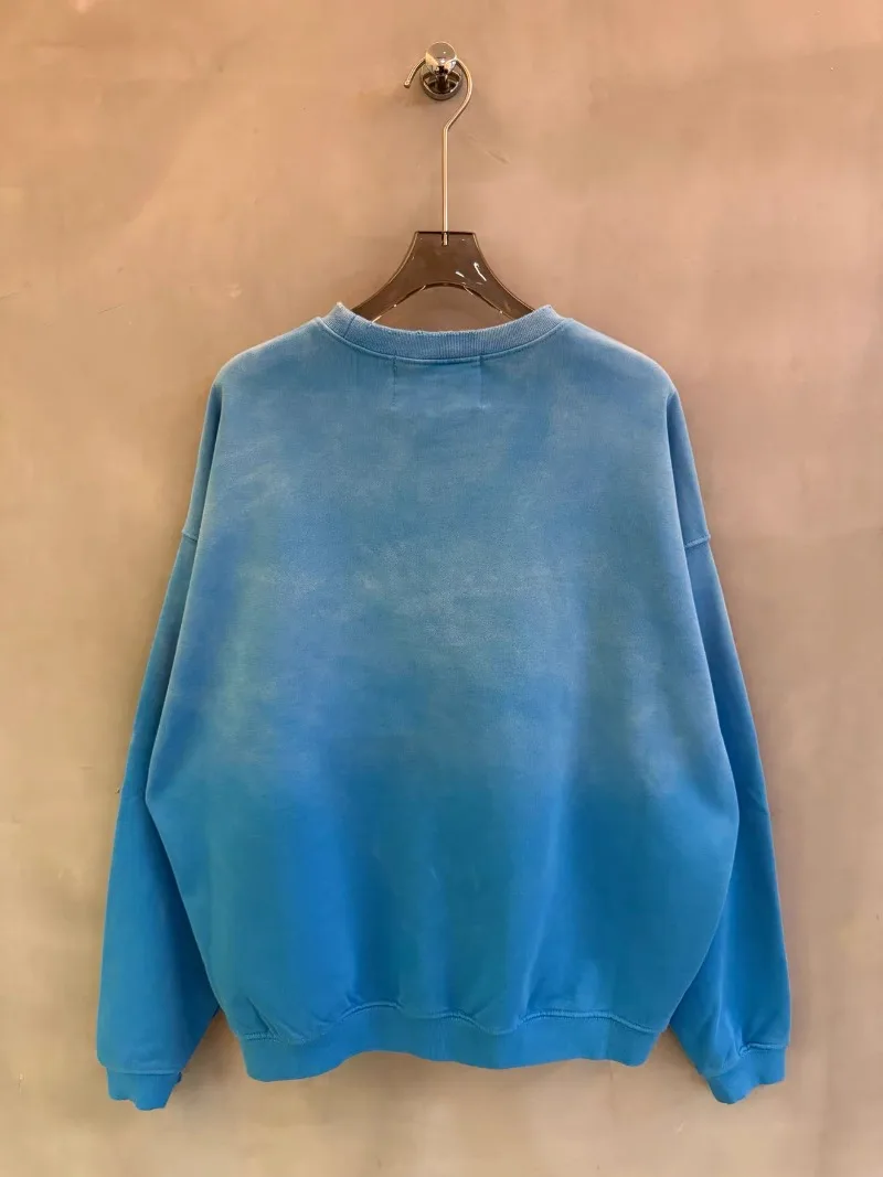 Paly Hollywood Blue Sweatshirts Men Women Best Quality Retro Destroy Washed Oversized Pullover