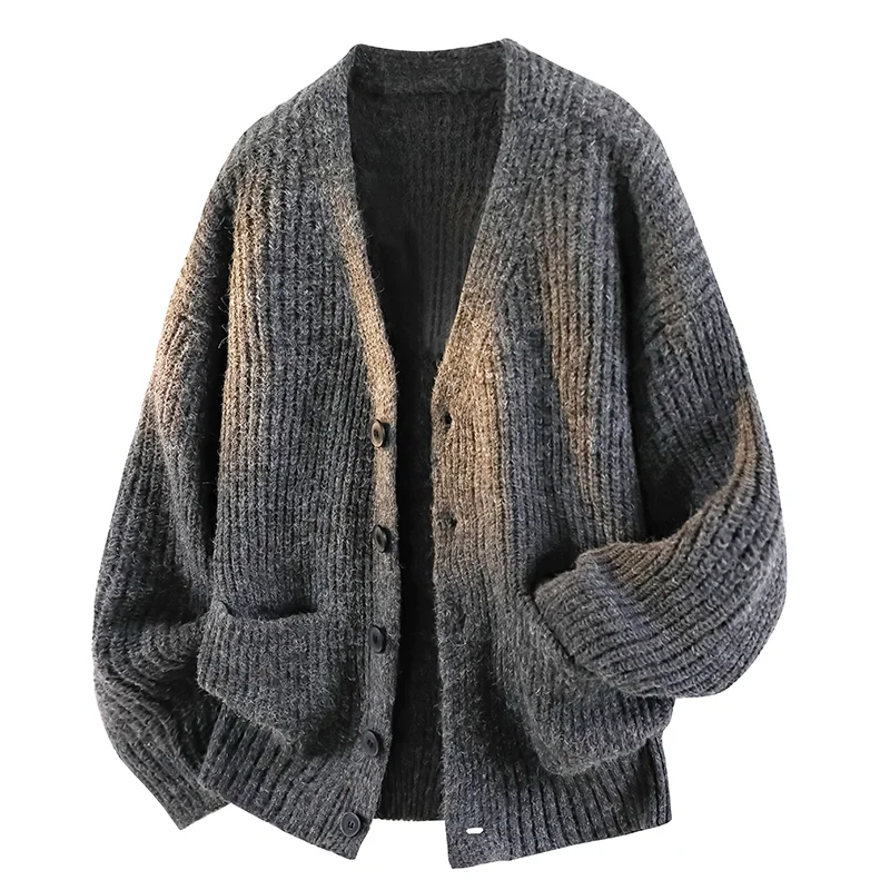 Men's Autumn and Winter Outdoor Comfortable Windproof Warm Cardigan Sweater Fashion Trend Versatile Knitted Warm Casual Jacket