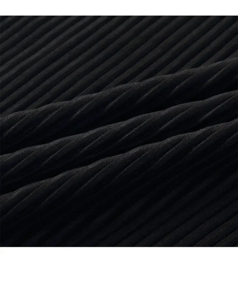 Miyake Pleated Shirt Men Long Sleeve T Shirt Casual Loose Fit Round Neck Tops Japanese Style Streetwear Breathable Pullover