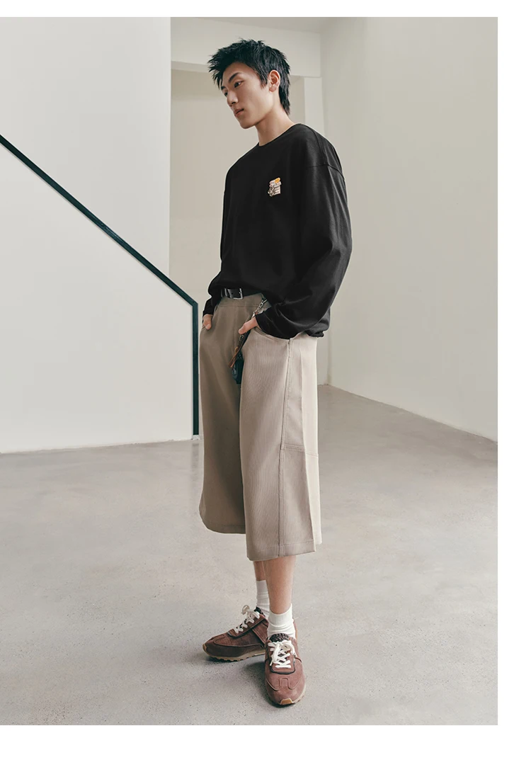 Semir Men Tshirt Long Sleeve Loose Crew Neck Embroidered Detail 2026 Autumn Couple Casual Pullover Everyday Top
