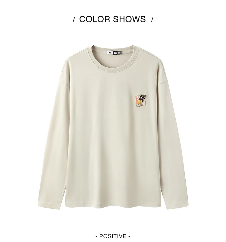 Semir Men Tshirt Long Sleeve Loose Crew Neck Embroidered Detail 2026 Autumn Couple Casual Pullover Everyday Top