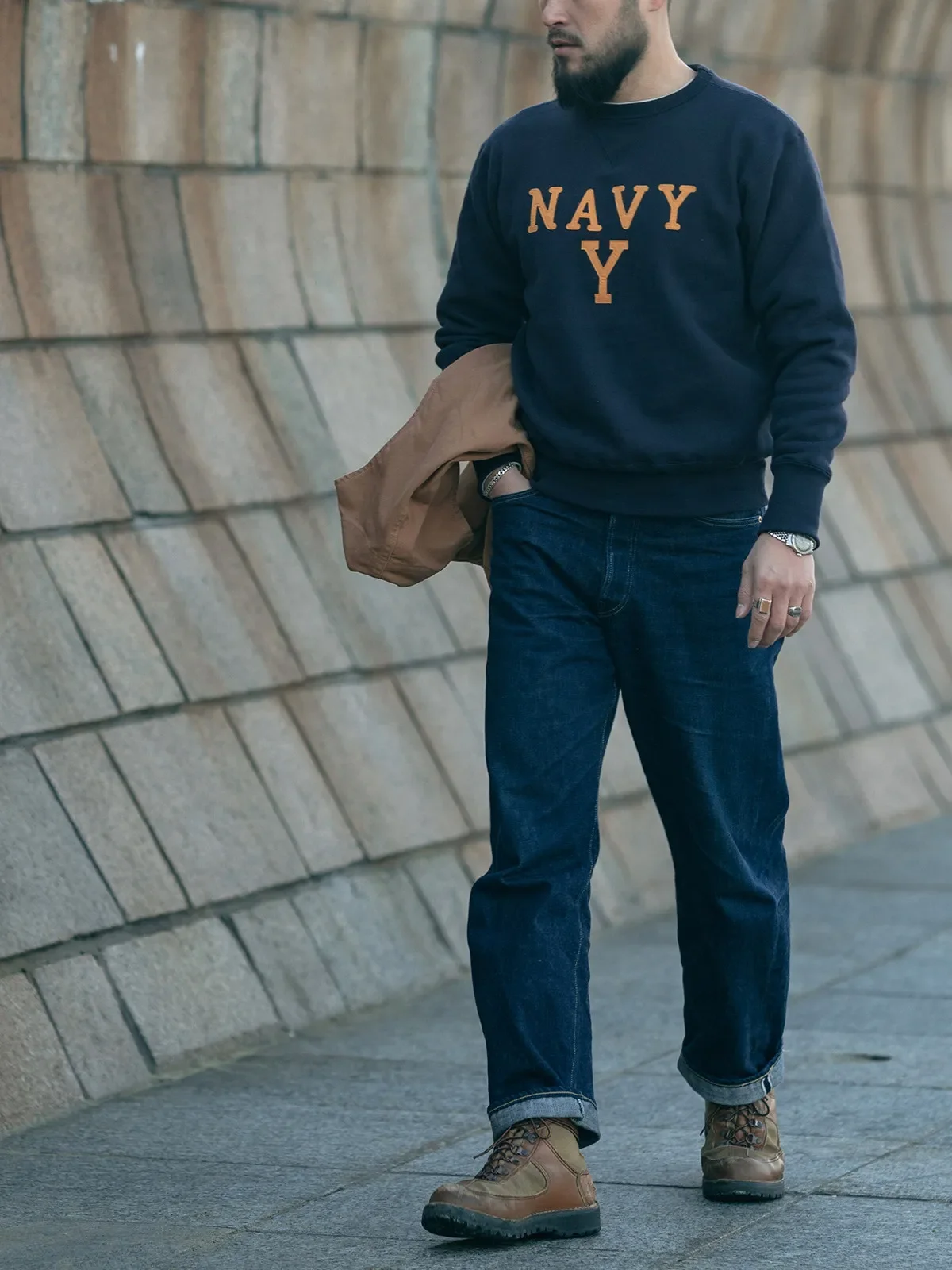 Classic Bronson Boxing Coach Pullover – Navy Y Shipyard Heavyweight Fleece Sweatshirt with Rugged Ringside Style