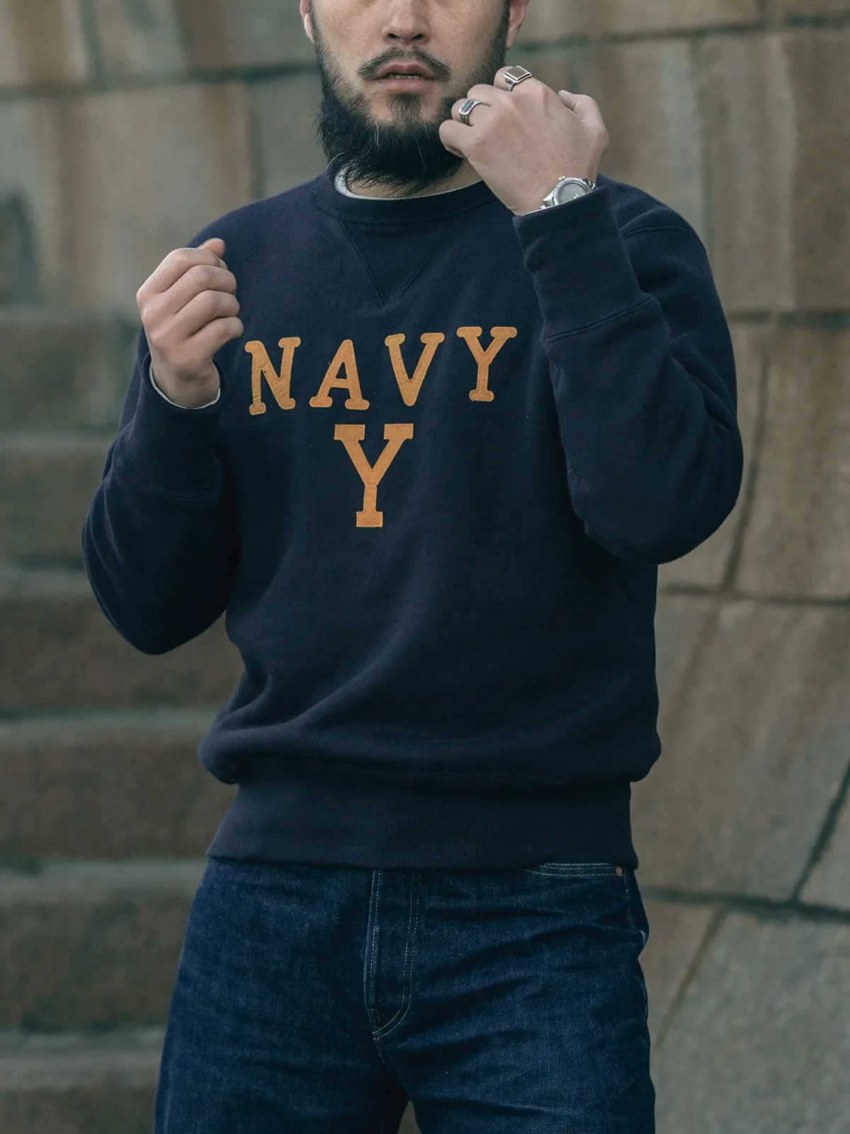 Classic Bronson Boxing Coach Pullover – Navy Y Shipyard Heavyweight Fleece Sweatshirt with Rugged Ringside Style
