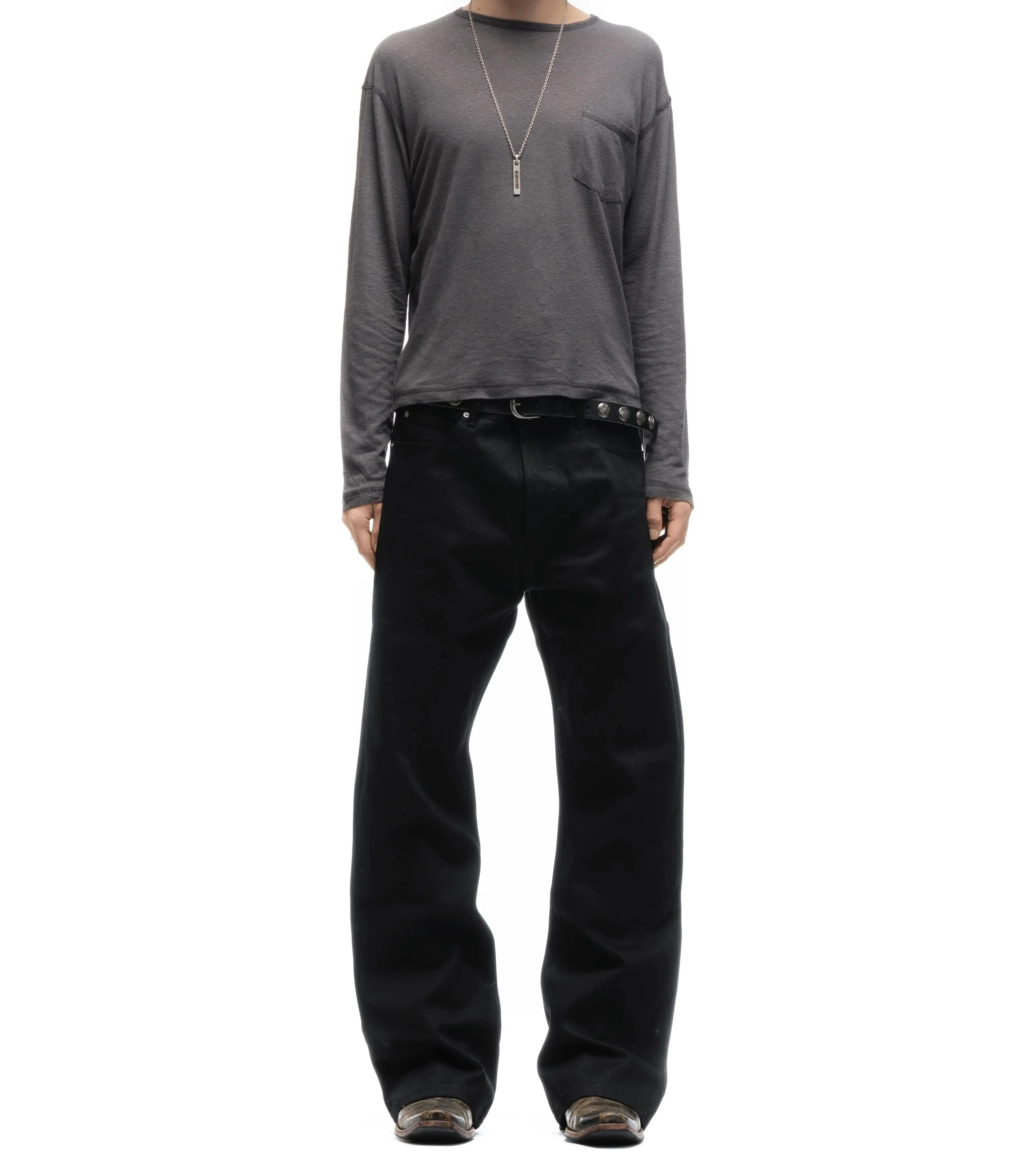 American Retro Nofaith Japanese-Made Red-Edged Selvedge Pure Black Raw Denim Bootcut Jeans Bootcut Fit Boot Pants