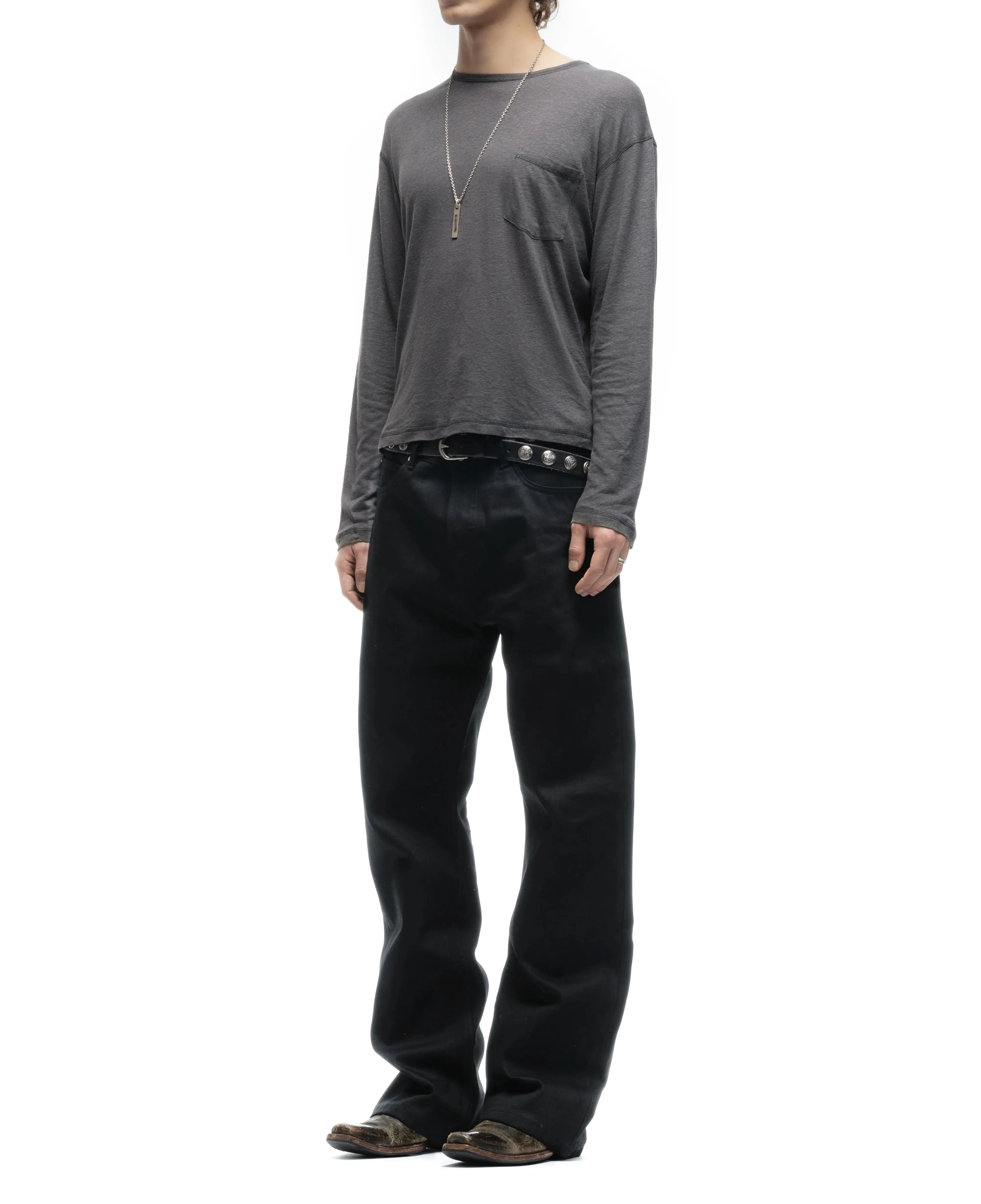 American Retro Nofaith Japanese-Made Red-Edged Selvedge Pure Black Raw Denim Bootcut Jeans Bootcut Fit Boot Pants
