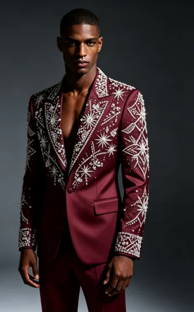 Customized Crystal Jewelry Men Suit Luxury Sequin Gem For Evening Groom Male Prom Party Elegant Blazer 2 Pieces Set Tuxedos Slim