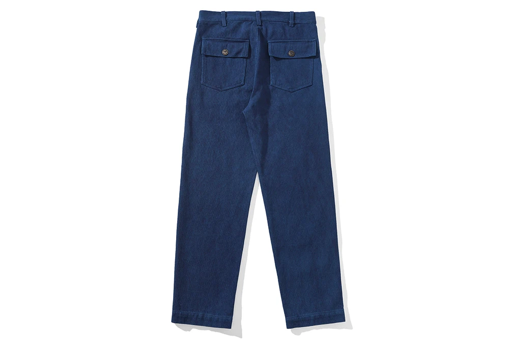 Vintage Amekaji Indigo Fatigue Pants Men Blue Dyed Zipper Multi-pocket OG107 Cargo Pants Spring Autumn Straight Casual Trousers