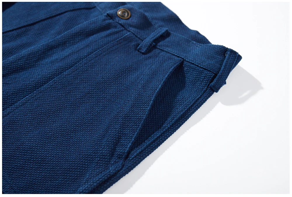 Vintage Amekaji Indigo Fatigue Pants Men Blue Dyed Zipper Multi-pocket OG107 Cargo Pants Spring Autumn Straight Casual Trousers