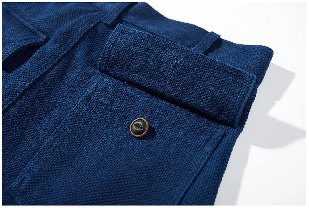 Vintage Amekaji Indigo Fatigue Pants Men Blue Dyed Zipper Multi-pocket OG107 Cargo Pants Spring Autumn Straight Casual Trousers
