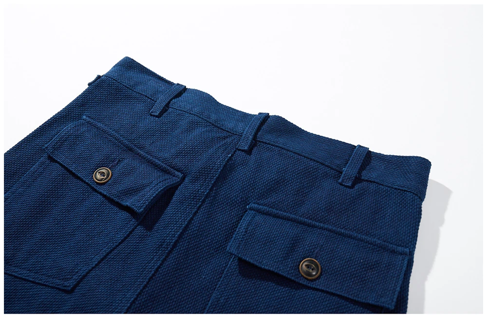 Vintage Amekaji Indigo Fatigue Pants Men Blue Dyed Zipper Multi-pocket OG107 Cargo Pants Spring Autumn Straight Casual Trousers