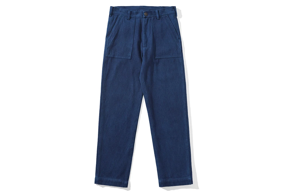 Vintage Amekaji Indigo Fatigue Pants Men Blue Dyed Zipper Multi-pocket OG107 Cargo Pants Spring Autumn Straight Casual Trousers