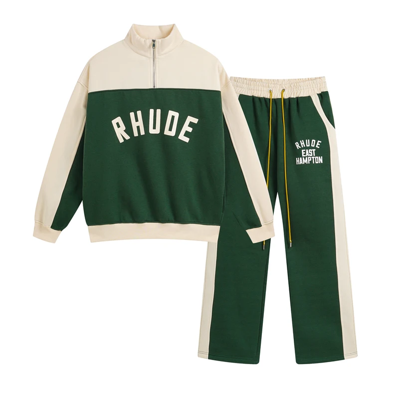 Red New Style American-style Sport Casual Rhude Suit High-quality Fleece Sport Suit Stock