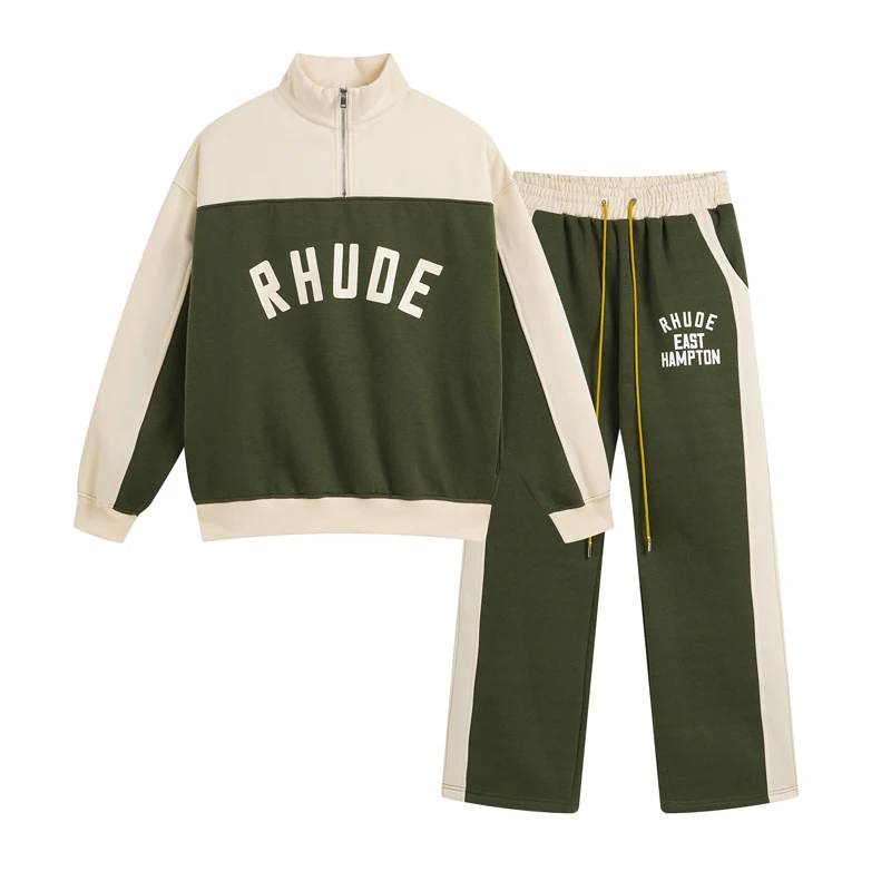 Red New Style American-style Sport Casual Rhude Suit High-quality Fleece Sport Suit Stock