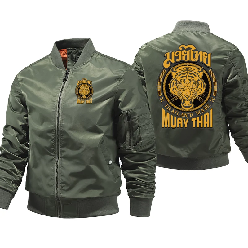 Muay Thai Tiger Bomber Jacket Men Thick Winter Coats Printed Warm Air Pilot Windbreaker Zipper Jackets Hombre Dropshipping