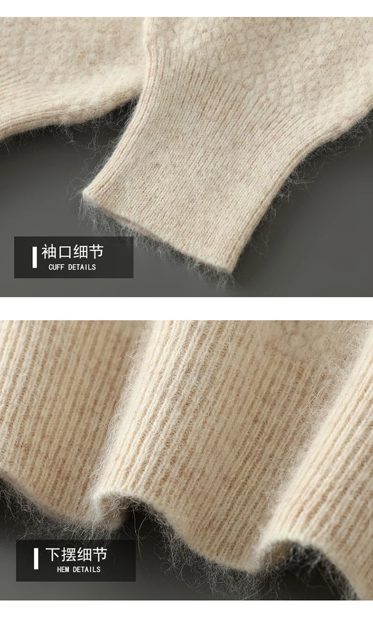 POLO Collar 100% Pure Mink Cashmere Knitted Sweater Men's Lapel Loose Knot Needle Pullovers Business Casual Warm Tops Base Shirt