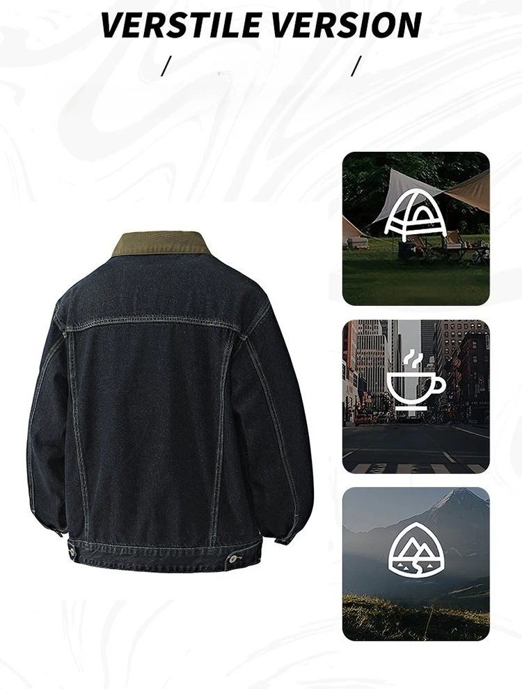 Trendy Loose fit Denim Jacket A Vintage Wash Finish Workwear Inspired Multipocket Design and Versatile Casual Style