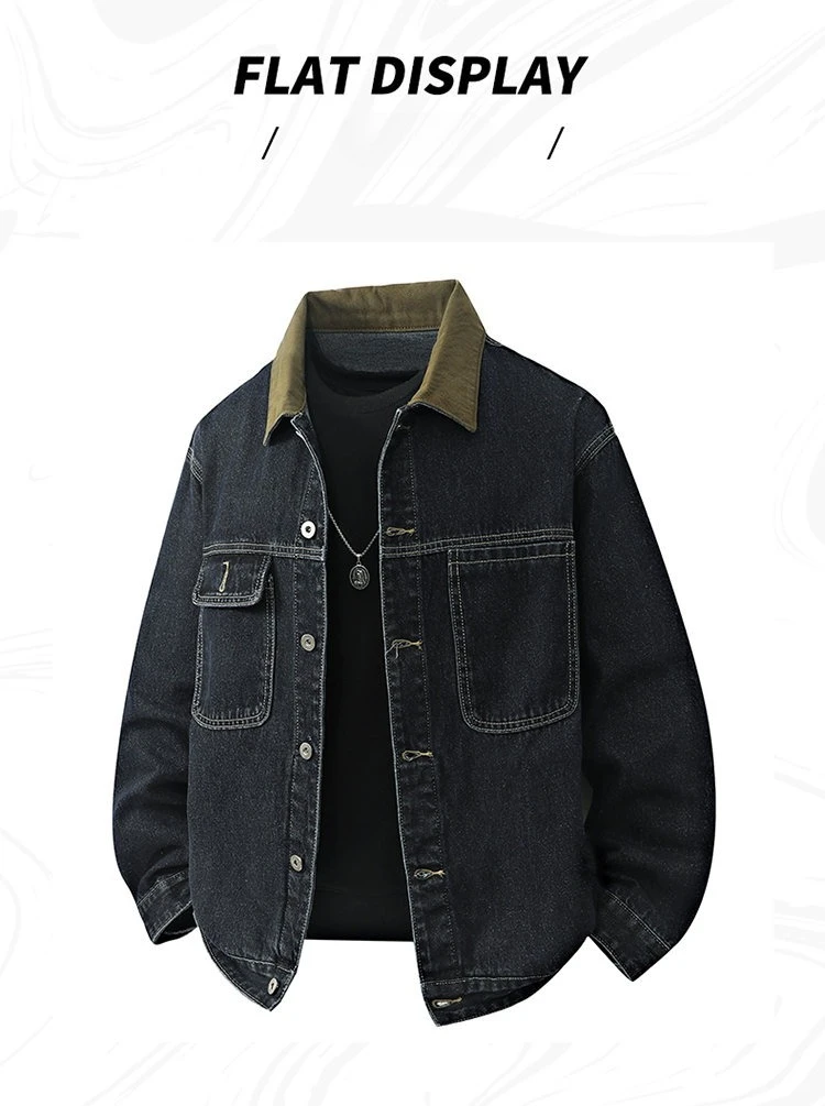 Trendy Loose fit Denim Jacket A Vintage Wash Finish Workwear Inspired Multipocket Design and Versatile Casual Style
