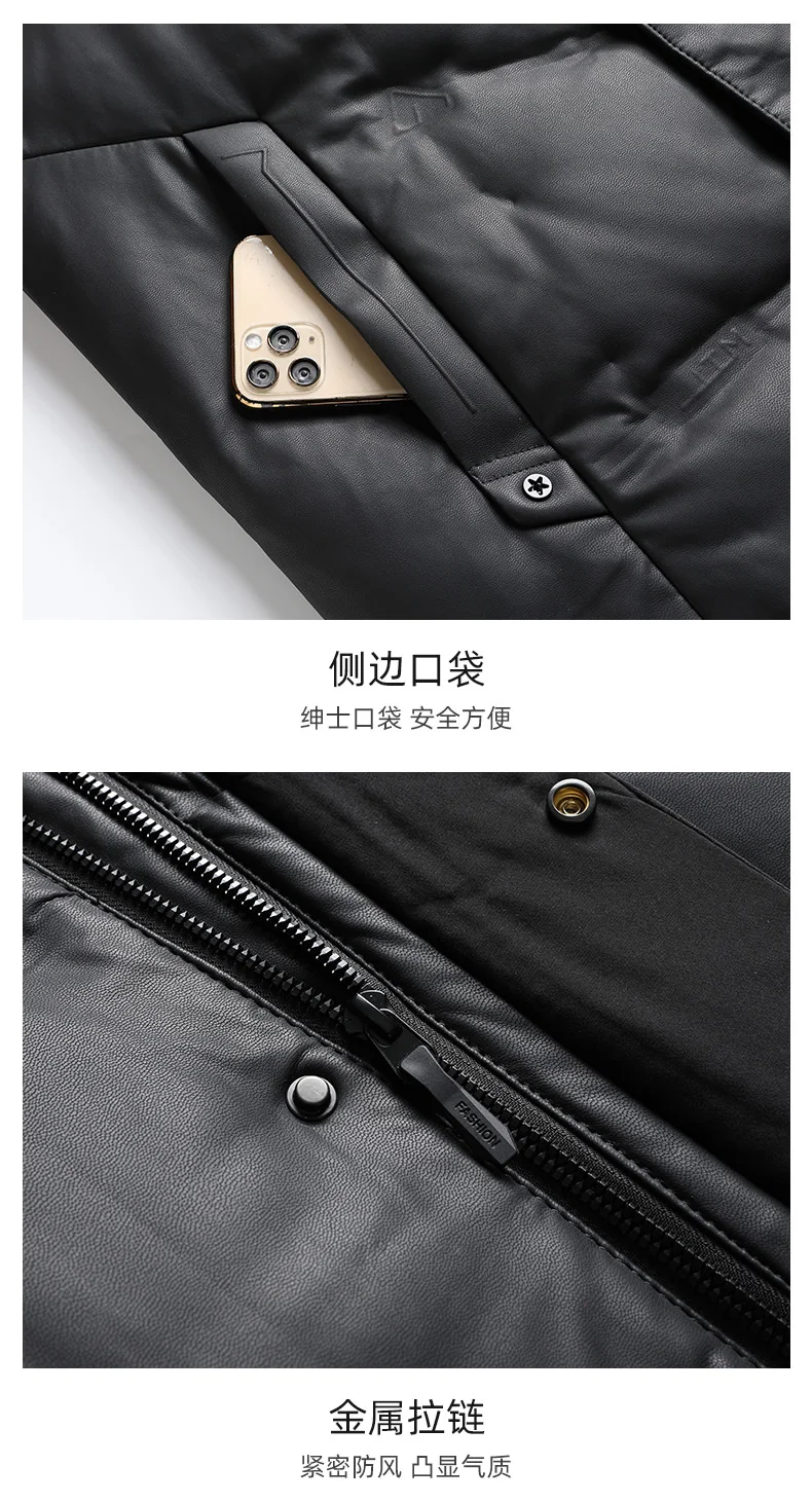 2024 Men's Down Jacket Mid-Length Winter Thick 90% White Duck Down Jacket windproof warm winter down coat,parkas men Hood coat