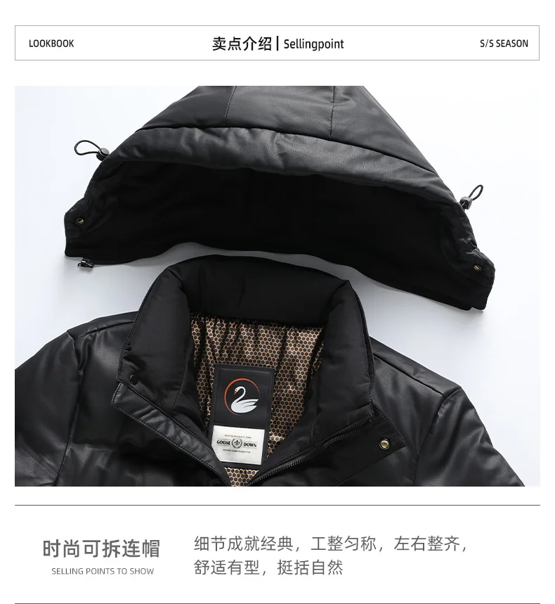 2024 Men's Down Jacket Mid-Length Winter Thick 90% White Duck Down Jacket windproof warm winter down coat,parkas men Hood coat