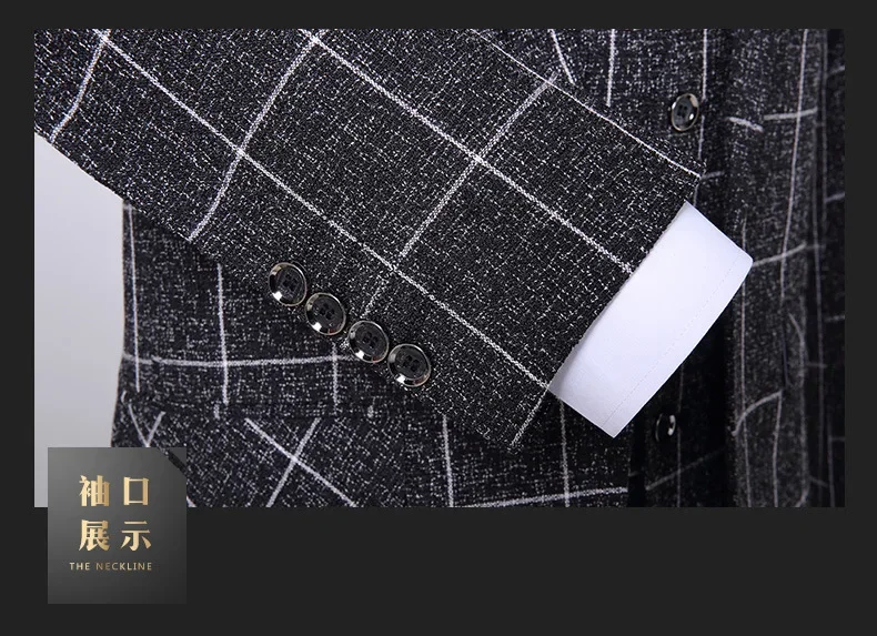 Suit (Blazer + Vest + Trousers) Fashion Business Casual Gentleman Men's Italian Style Elegant Plaid Slim Formal 3-piece Suit
