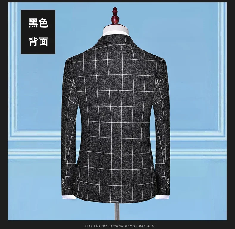 Suit (Blazer + Vest + Trousers) Fashion Business Casual Gentleman Men's Italian Style Elegant Plaid Slim Formal 3-piece Suit
