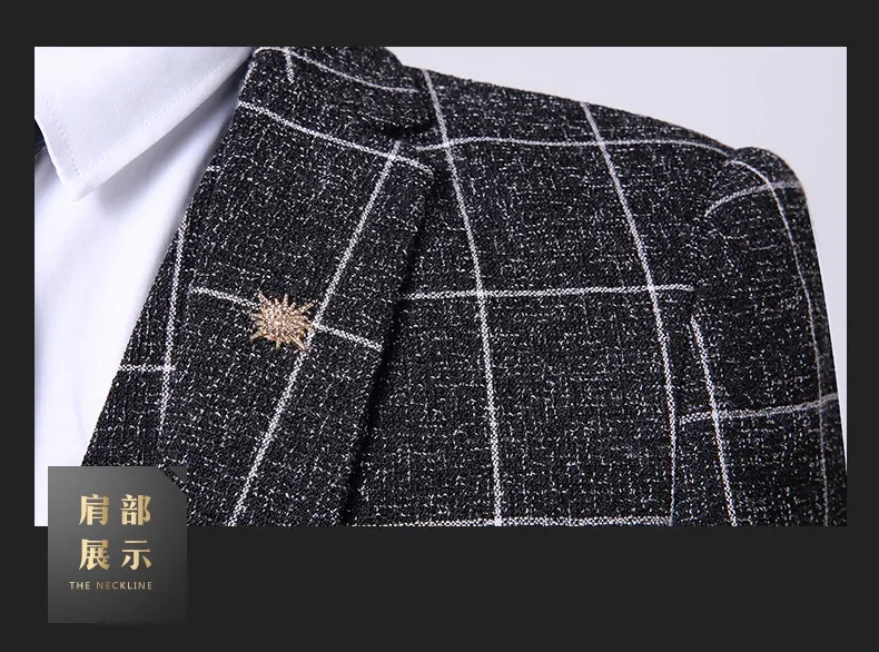 Suit (Blazer + Vest + Trousers) Fashion Business Casual Gentleman Men's Italian Style Elegant Plaid Slim Formal 3-piece Suit