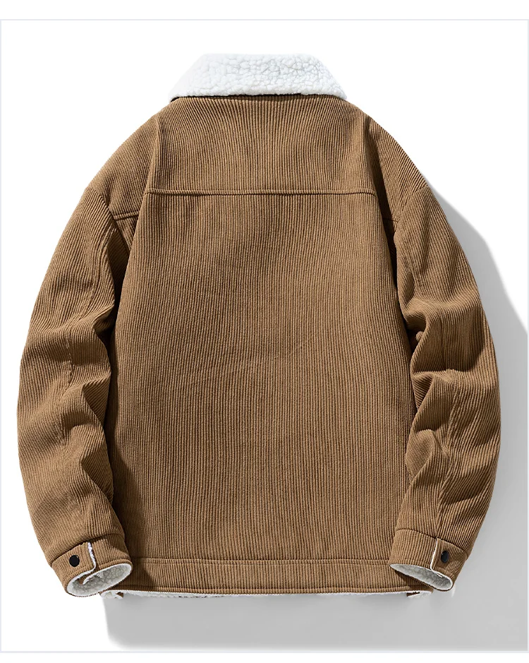 2024 Winter New Cashmere Stand up Collar Cotton Jacket Thickened Warm Youth Fashion Versatile Cotton Jacket Corduroy Fabric