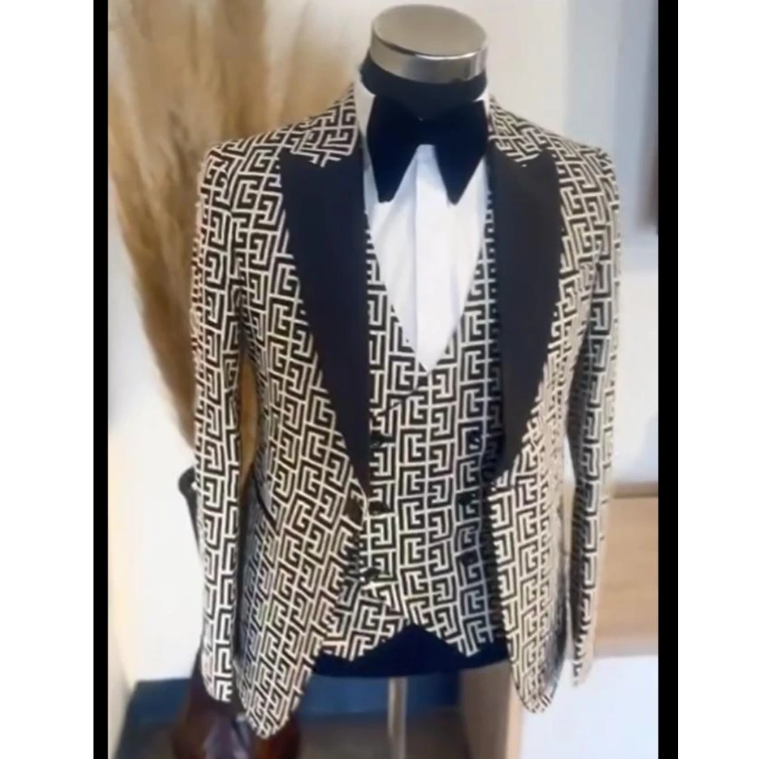 Shining Sequins Prom Men Suits Tuxedo Slim Fit Peak Lapel Luxury Blazer with Pants 4 Pcs Tailored Groom Wedding Party Suit