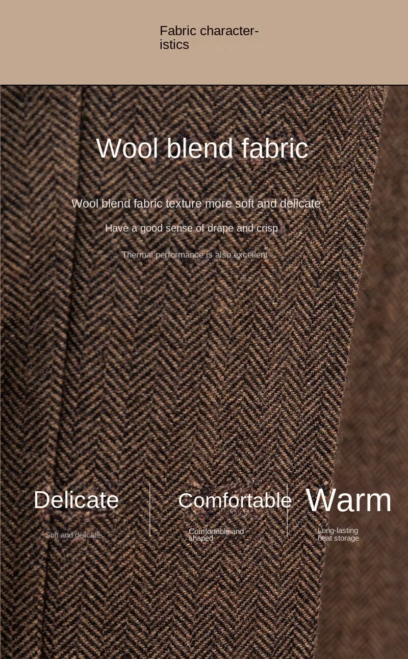 Vintage Wool Herringbone Pattern Silger Casual Pants British Bloodbath Gangsta Warm High Waist Straight Pants