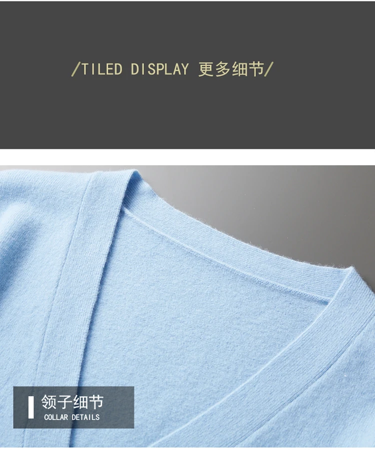 YTFidio 100% Wool Men Sweater V-Neck handsome Sweater Botton Warm Soft Solid Cardigan Knitwear Basic 190