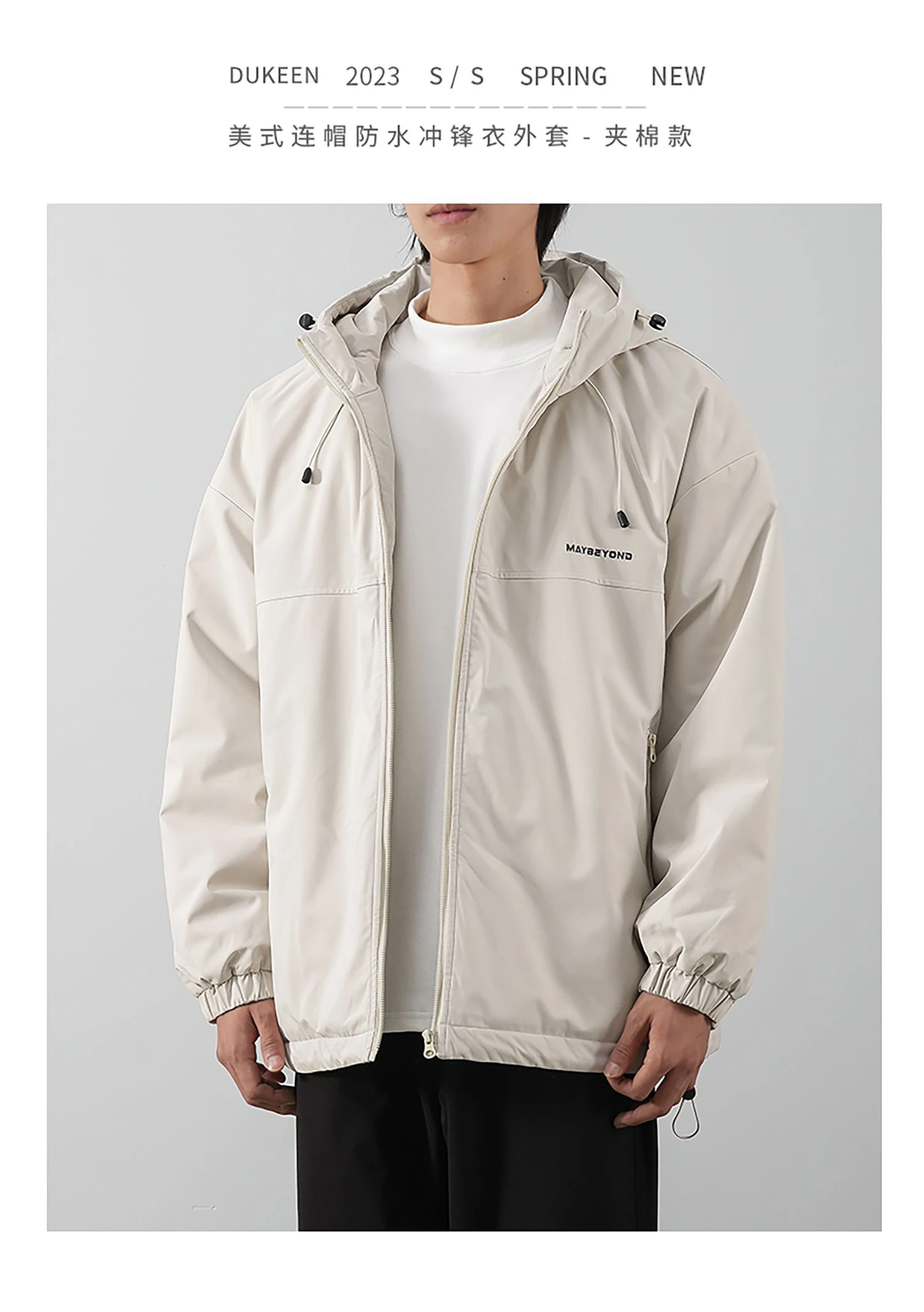 DUKEEN Men's Thick Cotton-Padded Jacket Warm Winter Hooded Coat Insulated Outdoor Proofwahter Softshell Hiking Jacket