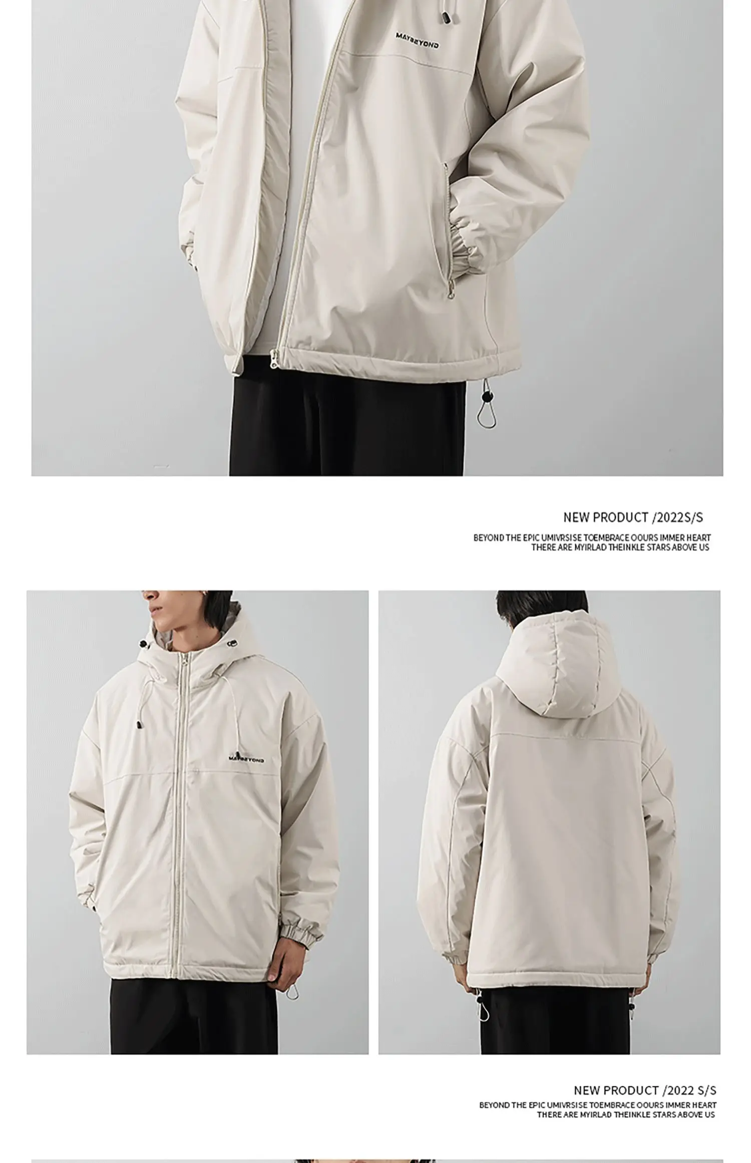 DUKEEN Men's Thick Cotton-Padded Jacket Warm Winter Hooded Coat Insulated Outdoor Proofwahter Softshell Hiking Jacket