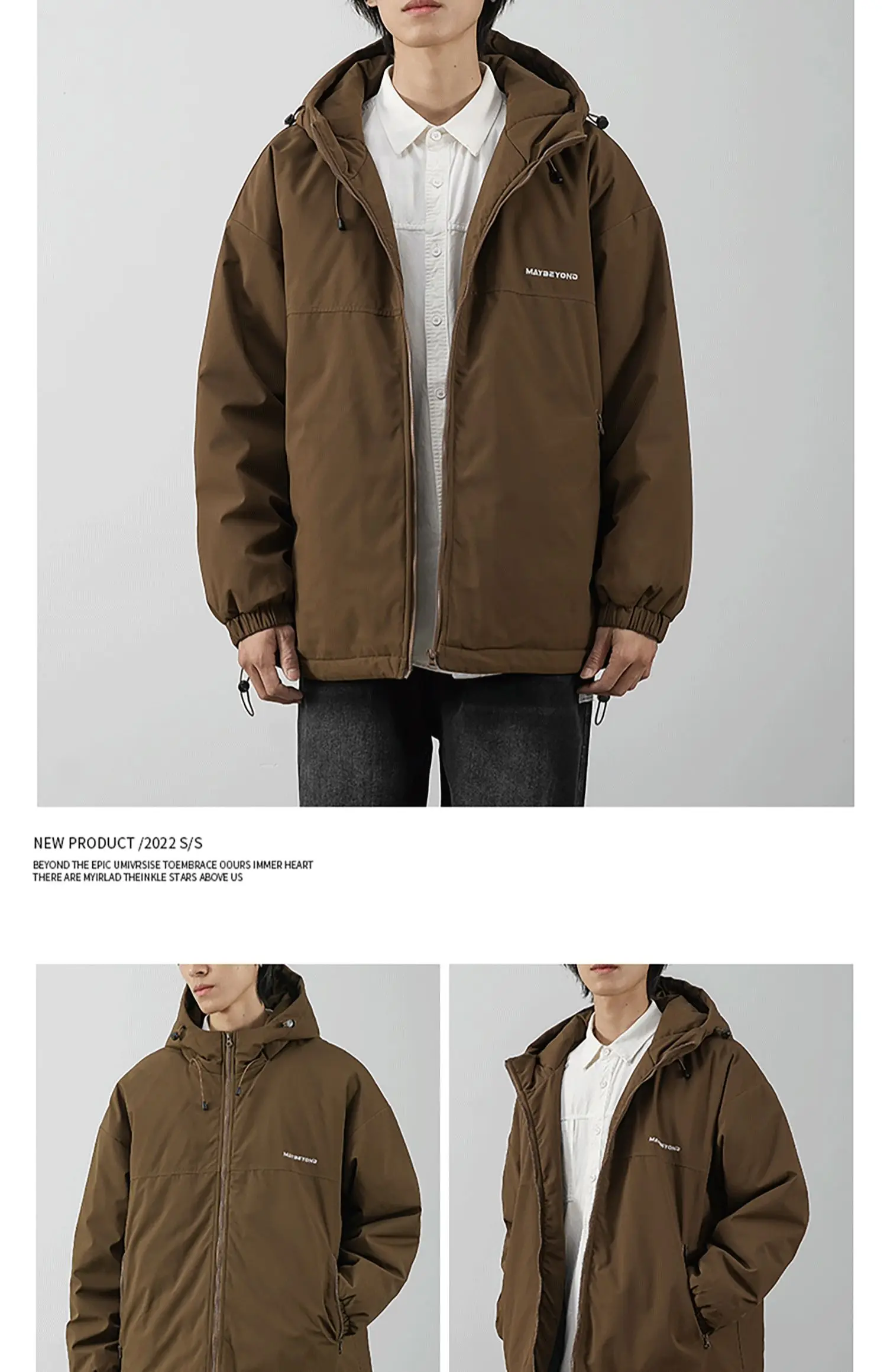 DUKEEN Men's Thick Cotton-Padded Jacket Warm Winter Hooded Coat Insulated Outdoor Proofwahter Softshell Hiking Jacket