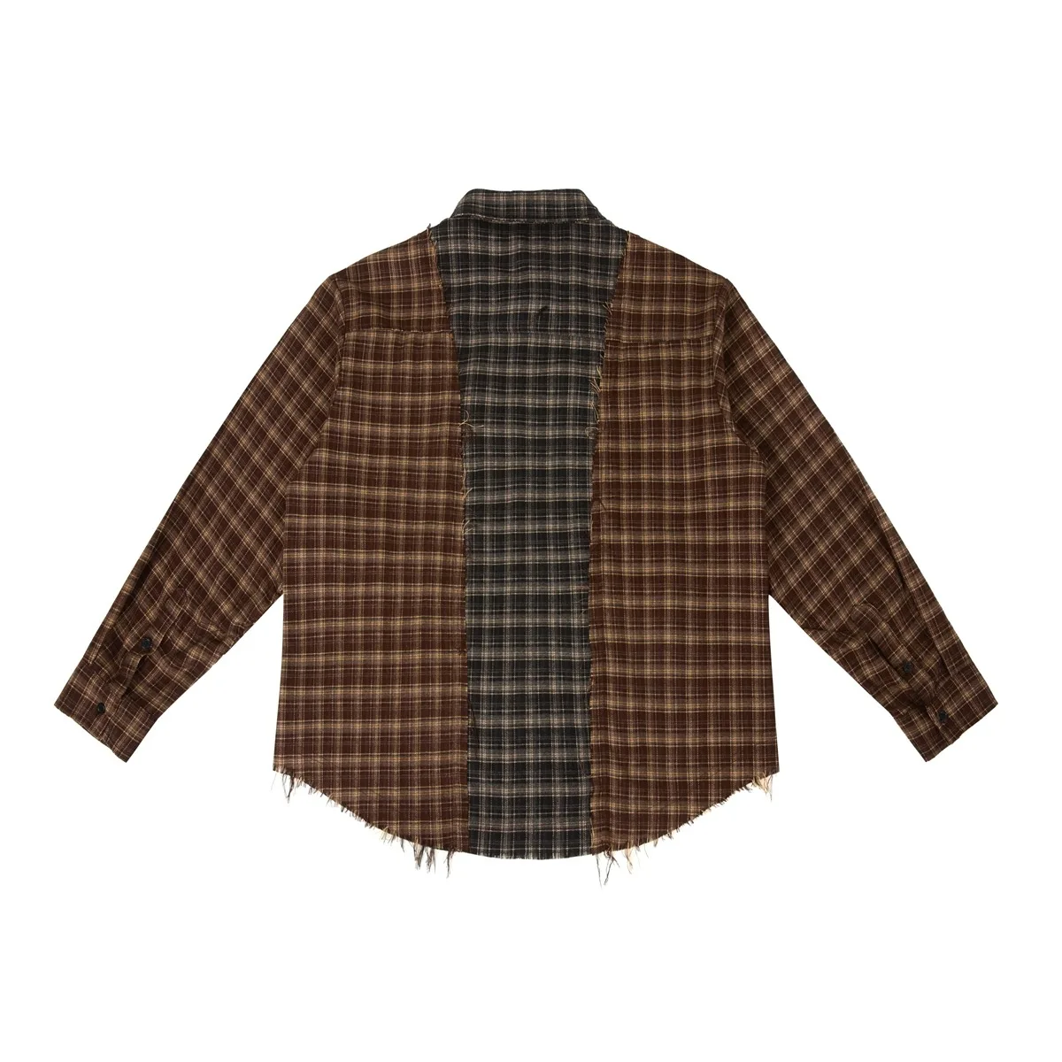 Plaid Splice Shirt Men Japanese Streetwear Fashion Loose Casual Long Sleeve Shirts Cityboy Oversize Cargo Shirts Unisex Blouses