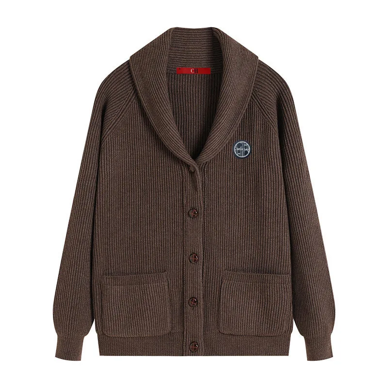 CH Men's Shawl Collar Ribbed Knit Cardigan Button Front Soft Warm Casual Winter Sweater Coat with Pockets