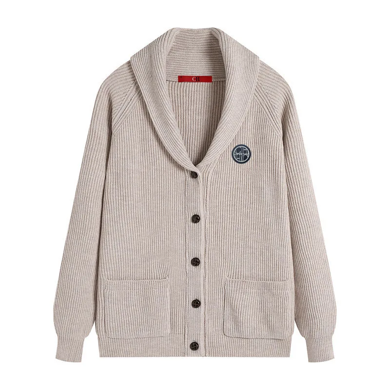 CH Men's Shawl Collar Ribbed Knit Cardigan Button Front Soft Warm Casual Winter Sweater Coat with Pockets