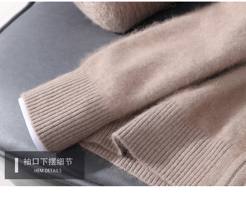 Winter New Mink Wool Cardigan Men's Round Neck Thickened Zipper Coat Business Casual Knitted Cashmere Sweater