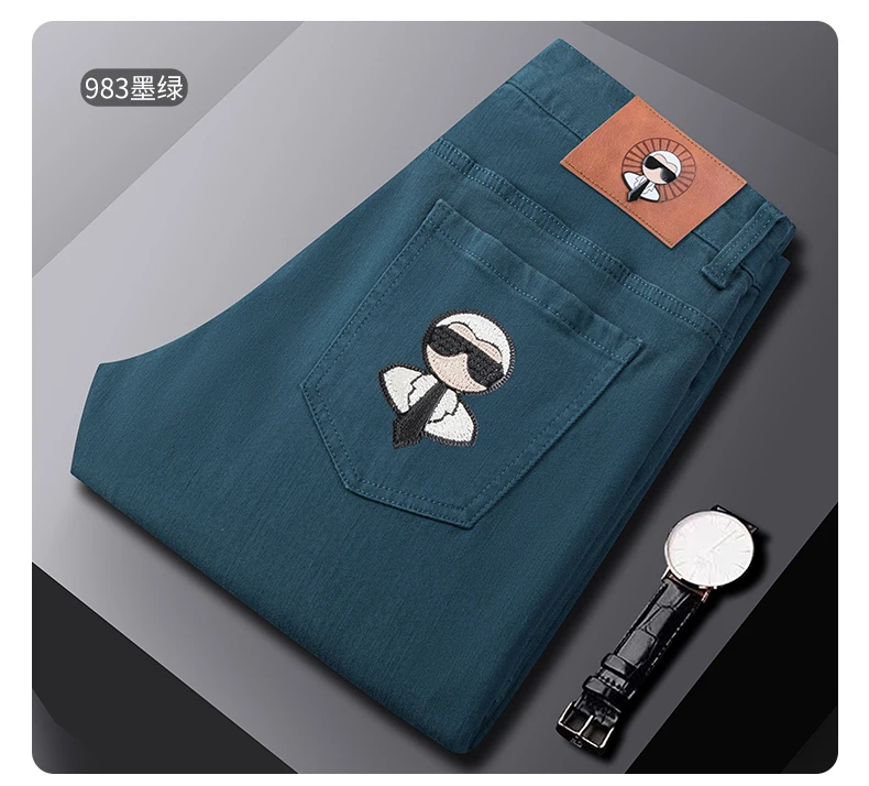 Fashion Men Jeans Stretch Straight Leg Casual Slim Fit Denim Pants Male Brand Luxury Design Business Classic Trousers