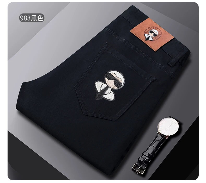 Fashion Men Jeans Stretch Straight Leg Casual Slim Fit Denim Pants Male Brand Luxury Design Business Classic Trousers