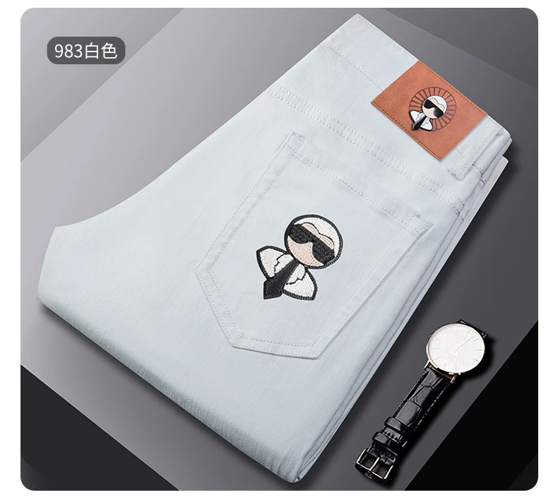 Fashion Men Jeans Stretch Straight Leg Casual Slim Fit Denim Pants Male Brand Luxury Design Business Classic Trousers