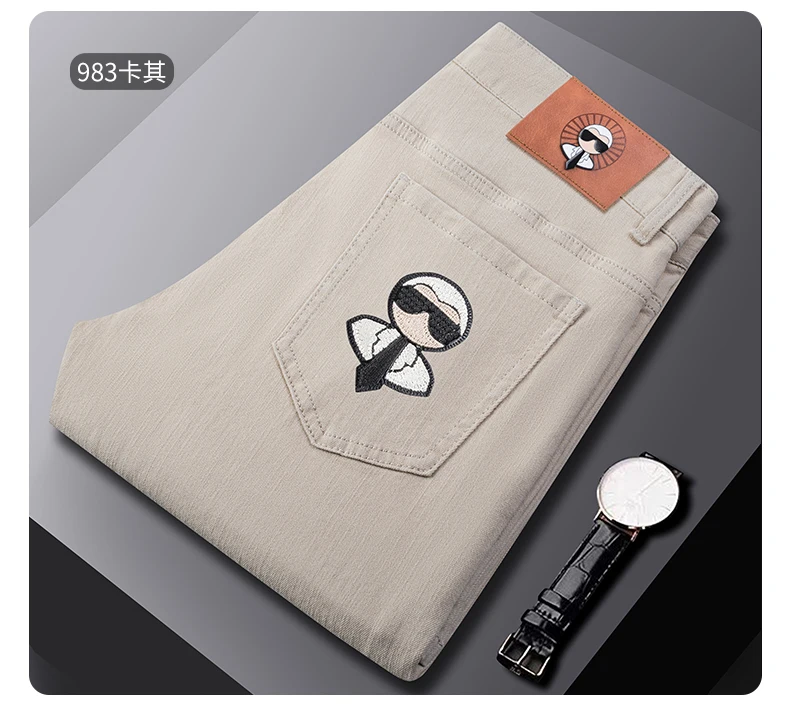 Fashion Men Jeans Stretch Straight Leg Casual Slim Fit Denim Pants Male Brand Luxury Design Business Classic Trousers