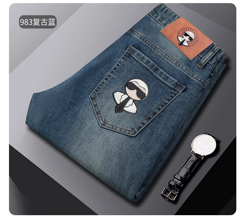 Fashion Men Jeans Stretch Straight Leg Casual Slim Fit Denim Pants Male Brand Luxury Design Business Classic Trousers