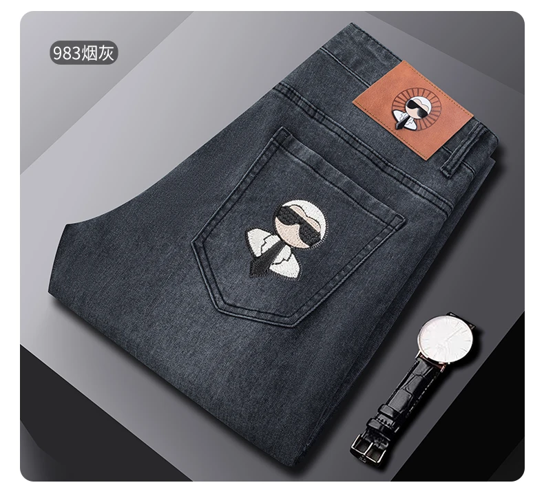 Fashion Men Jeans Stretch Straight Leg Casual Slim Fit Denim Pants Male Brand Luxury Design Business Classic Trousers