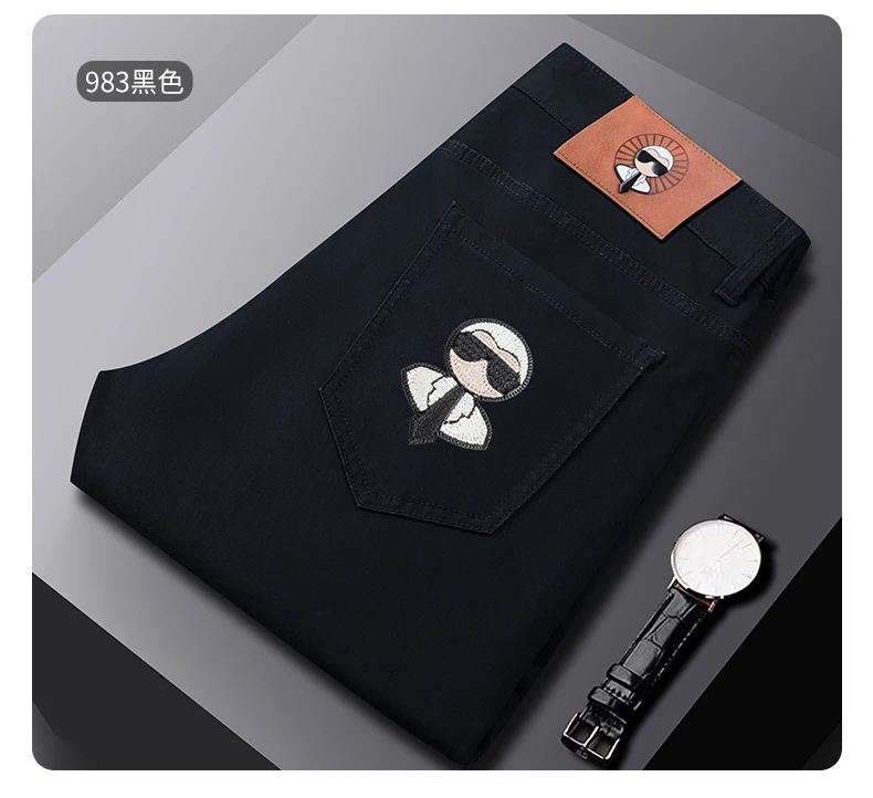 Fashion Men Jeans Stretch Straight Leg Casual Slim Fit Denim Pants Male Brand Luxury Design Business Classic Trousers