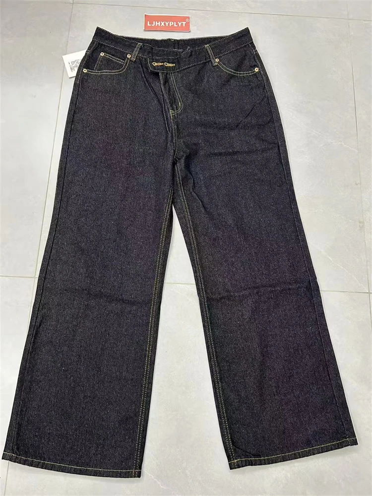 Men's Irregular Design Jeans Vibe Casual Pants Wide Legs Sweatpants Male High Waist Unisex Baggy Trousers