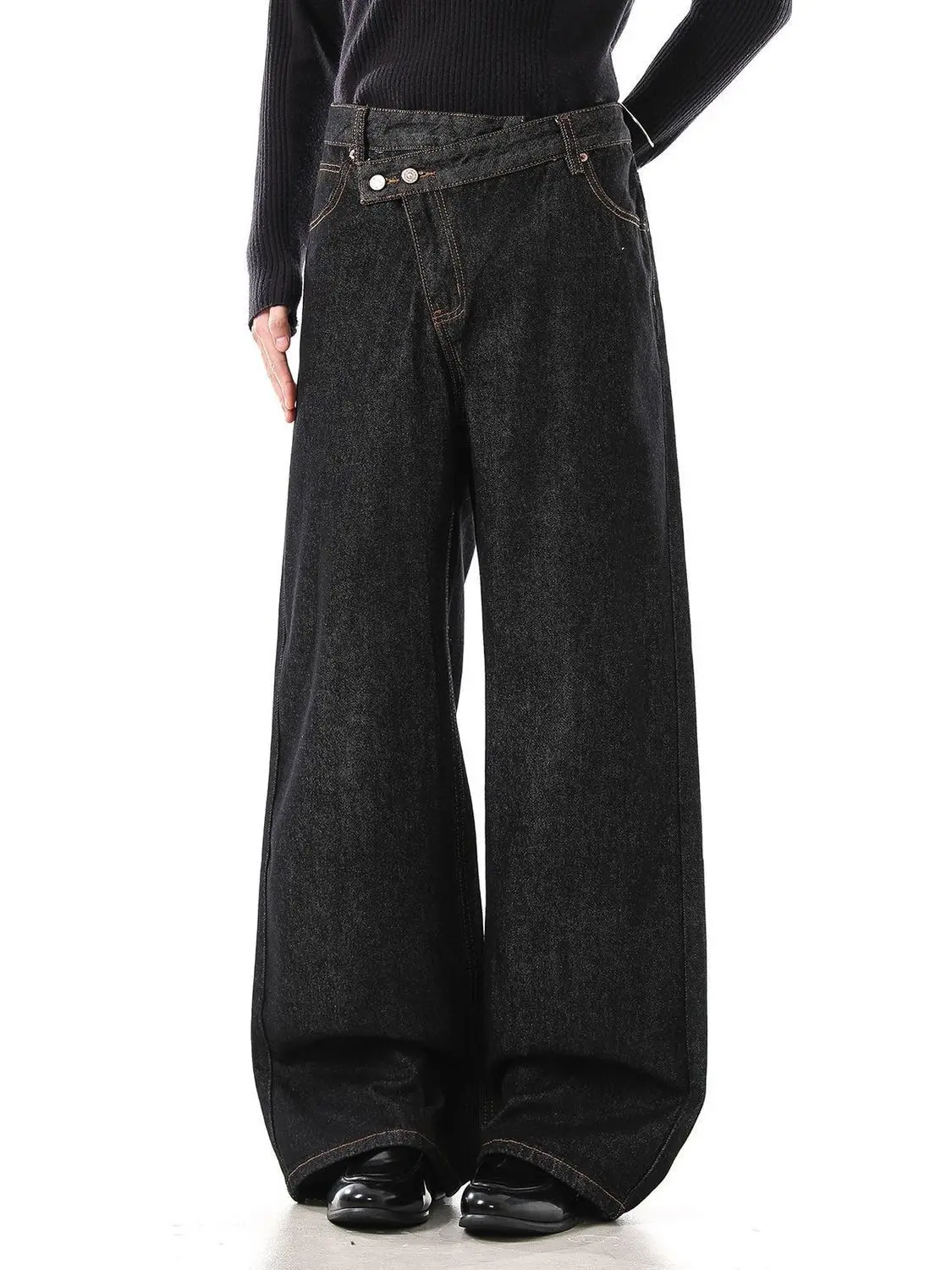Men's Irregular Design Jeans Vibe Casual Pants Wide Legs Sweatpants Male High Waist Unisex Baggy Trousers