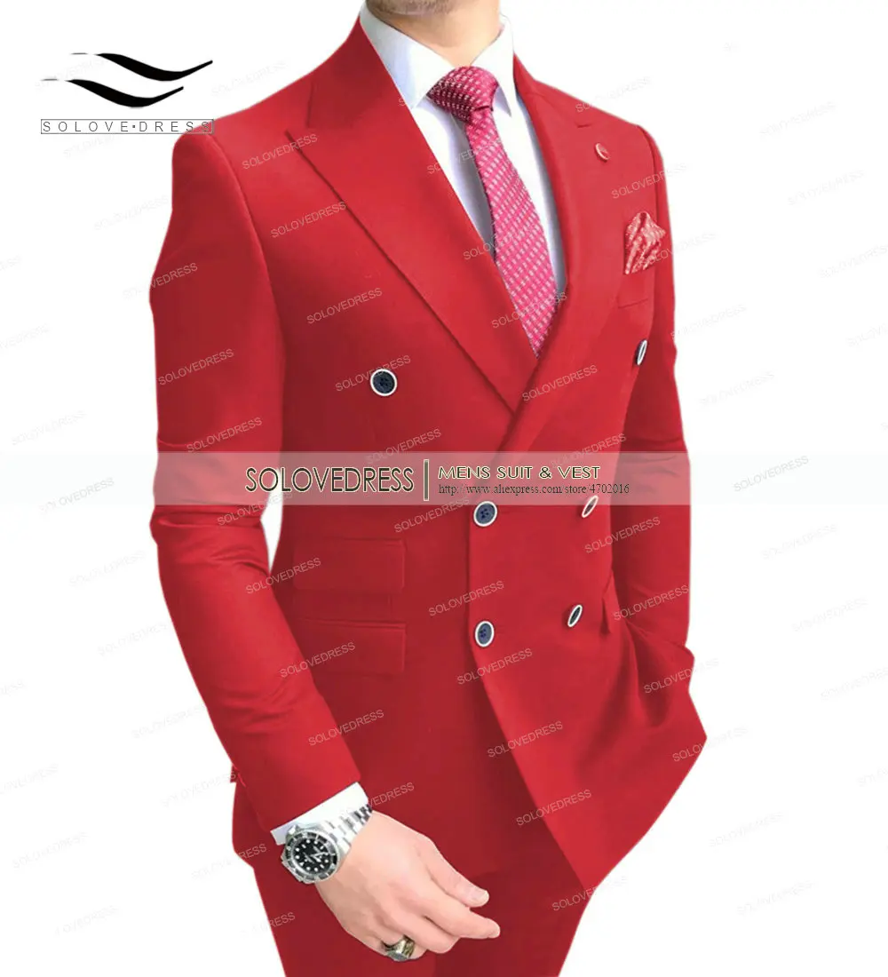 Double Breasted Peak Lapel Gentleman Grey Blazer Two Pieces Mens Suit with Pants Formal Silver Jacket For Wedding Groom Tuxedos