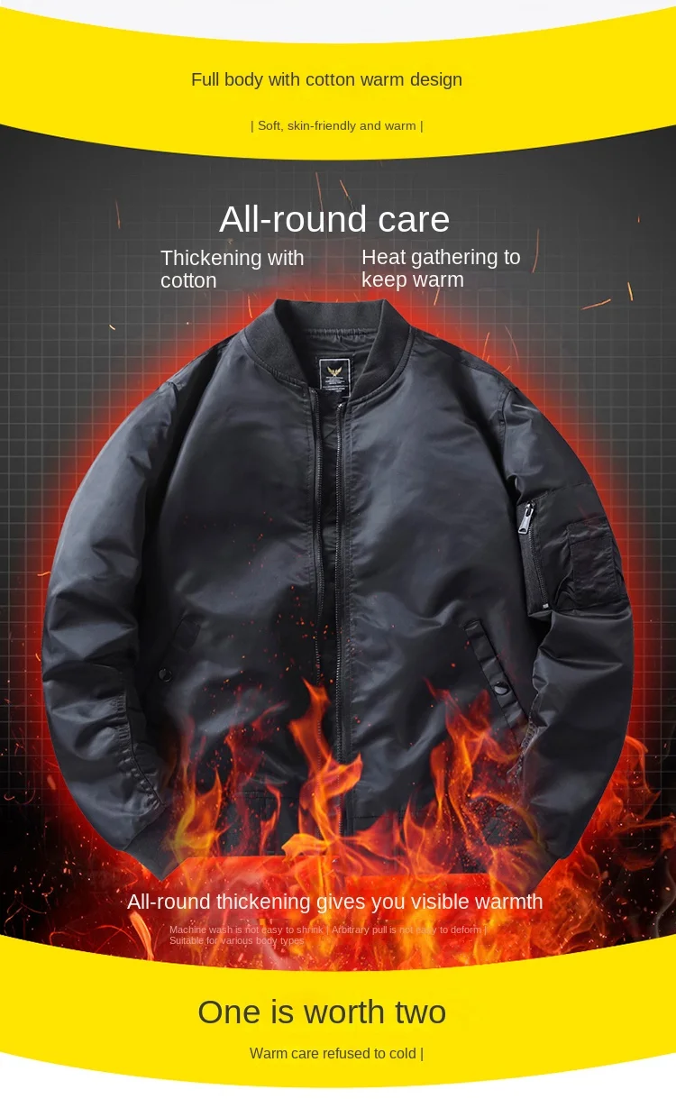 2025 New Cotton Cross border Flight Jacket Men's Thick Autumn/Winter Pilot Jacket Baseball Suit Large Size