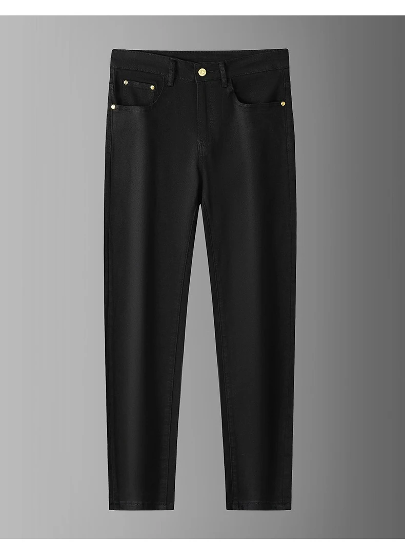 High Quality Luxury European Design White Jeans Men Slim Straight Elastic Casual Breathable Black Long Trousers Man Plus Size 40