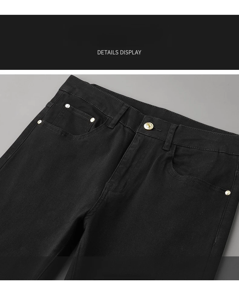 High Quality Luxury European Design White Jeans Men Slim Straight Elastic Casual Breathable Black Long Trousers Man Plus Size 40